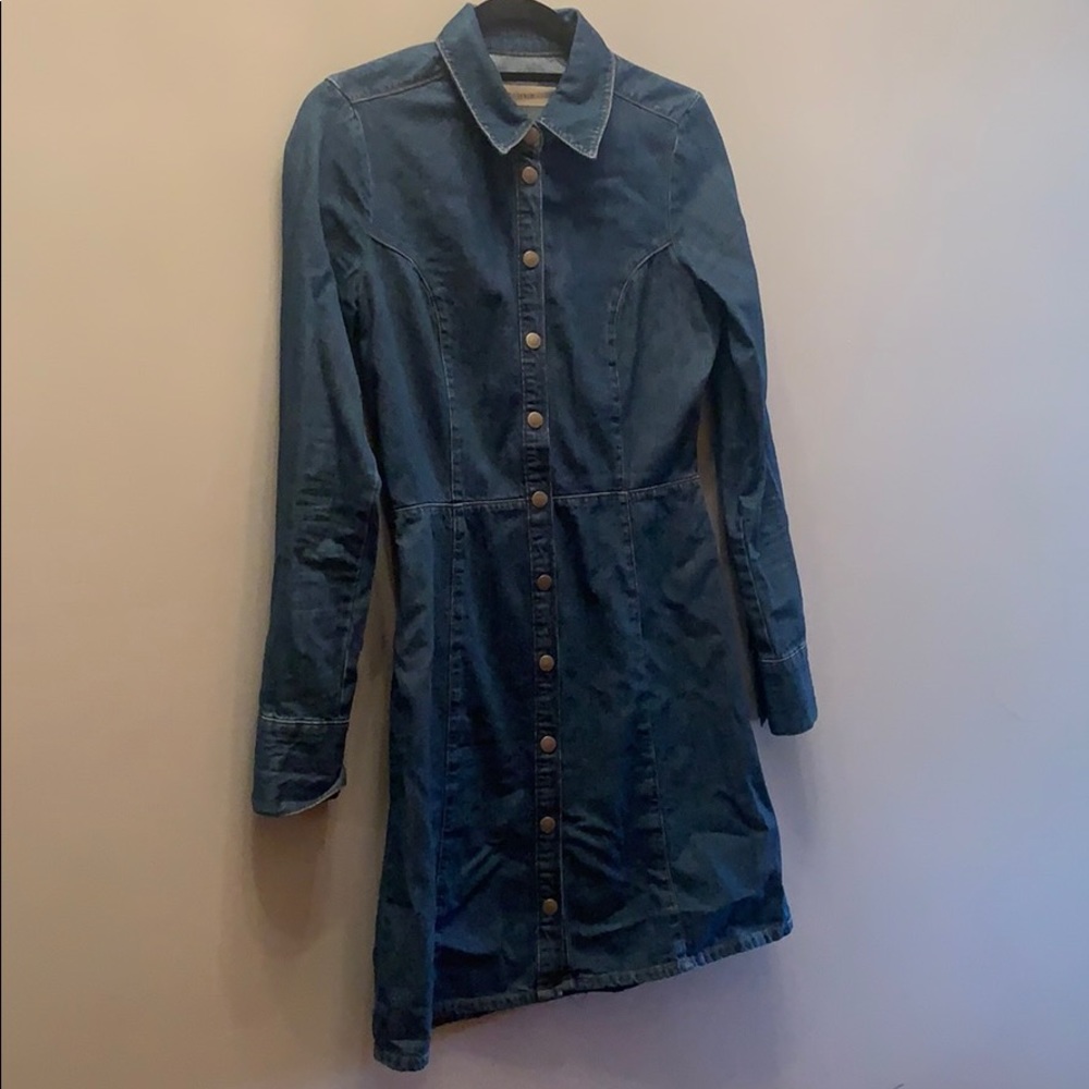 Long sleeved button up denim dress